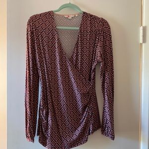 Knit wrap long sleeved top